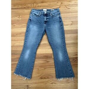 FRAME Le High Flare Jeans Women's 29 High Rise Raw Hem Stretch Denim